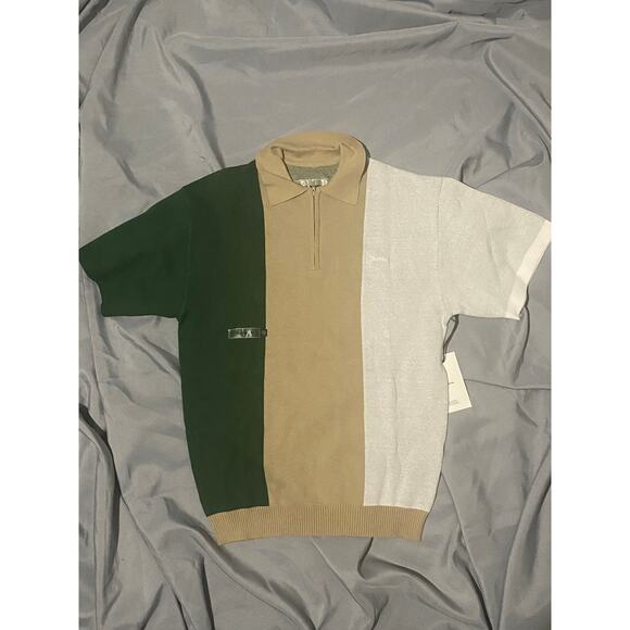 Students Golf Canterbury Sweater Quarter Zip Polo Shirt Three Color Block Knit